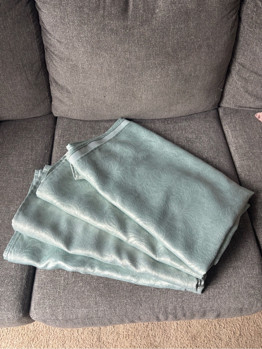 Turquoise Damask Floral Light Filtering Grommet 37 x 82 Curtain Panels Set of 4